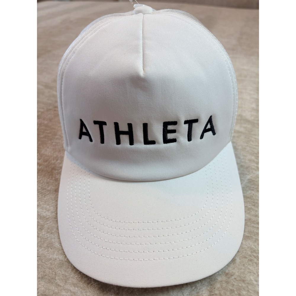 NWOT ATHLETA White‎ Baseball Cap Hat Adjustable Back Trucker Active Men